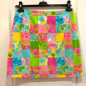 Vintage Lilly Pulitzer Floral & Fruit Patchwork Skirt - Size 10